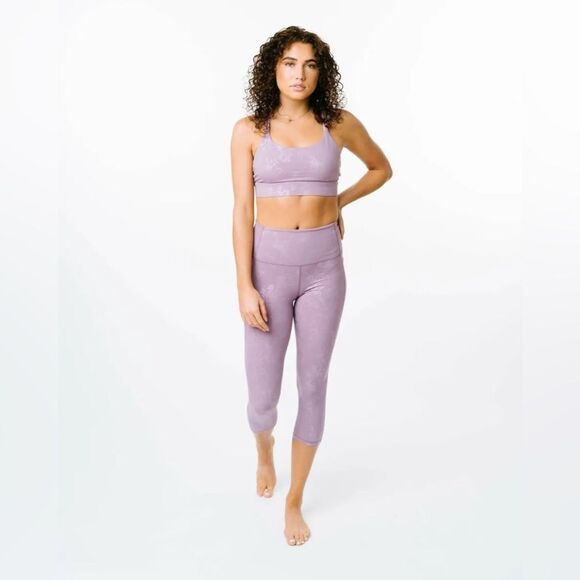 Zyia Light Lilac Floral Pocket Hi-Rise Capri size 4 - Picture 1 of 15